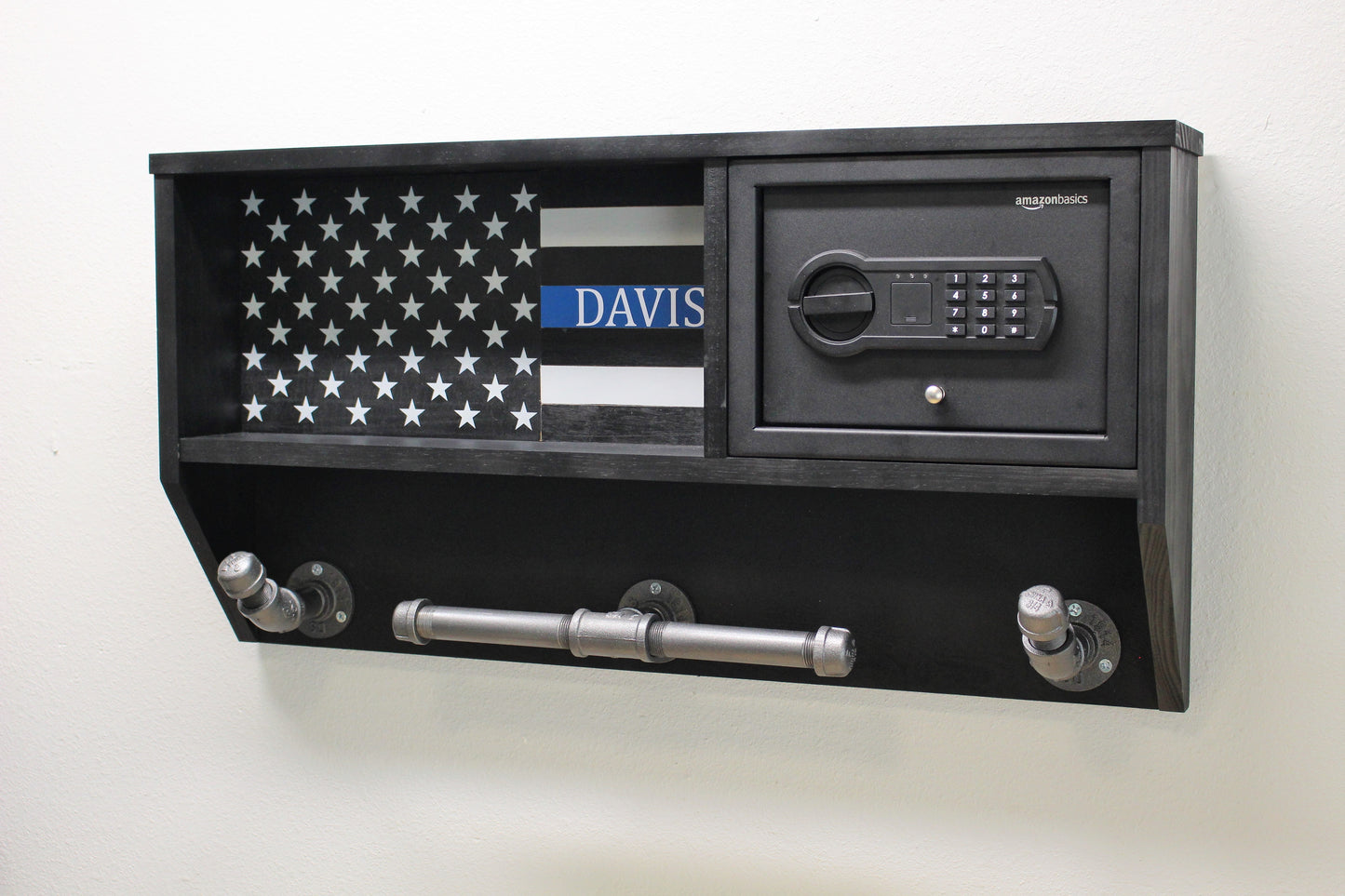 Police Duty Gear Rack - Vest Holder - Thin Blue Line Warrior Rack - Wall Mounted Organizer