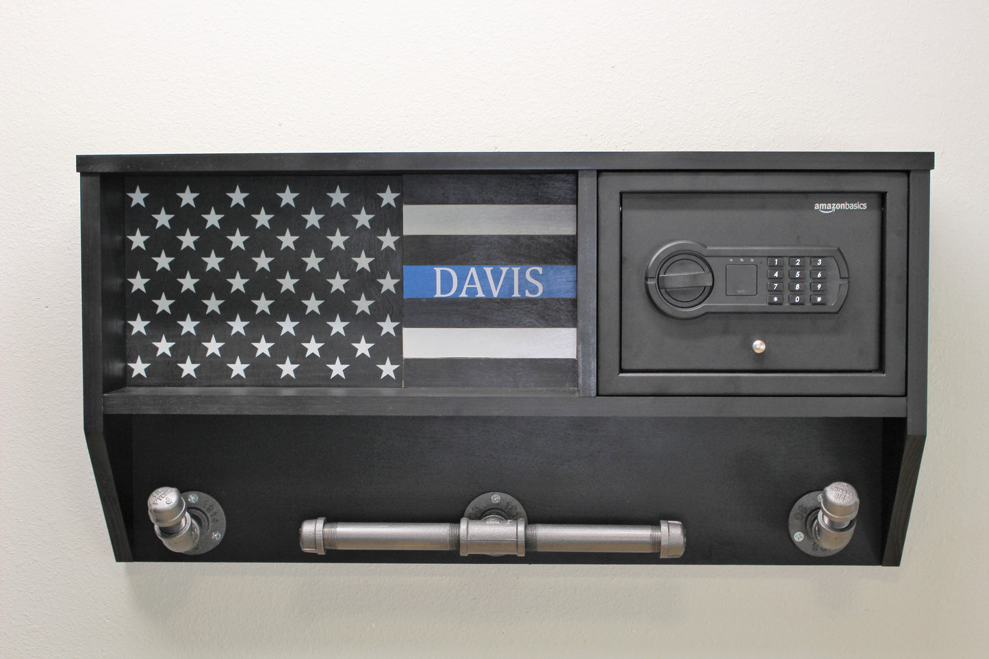 Police Duty Gear Rack - Vest Holder - Thin Blue Line Warrior Rack - Wall Mounted Organizer