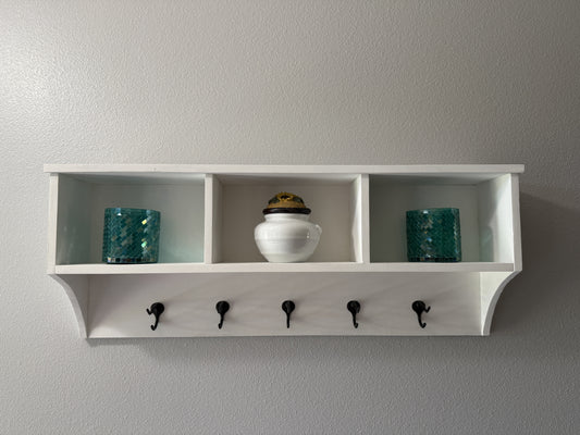 Rustic Farmhouse Entryway Coat Rack Wall Shelf