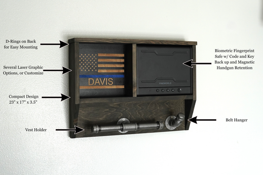 Police Duty Gear Rack w/ Biometric Fingerprint Safe