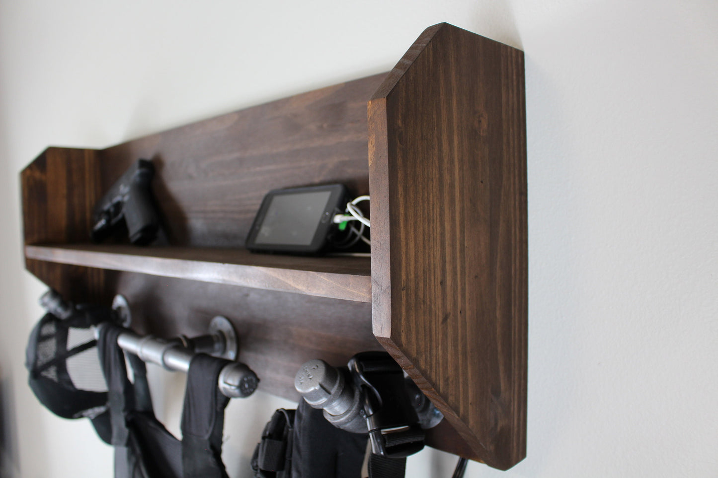 Large Duty and Tactical Gear Rack Double Belt Hanger with USB/120v Power Strip