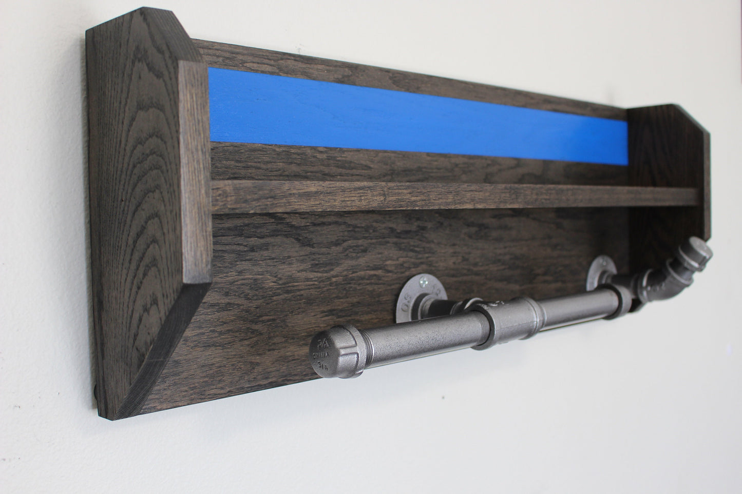 Wall Mounted Duty and Tactical Gear Rack Thin Blue Line