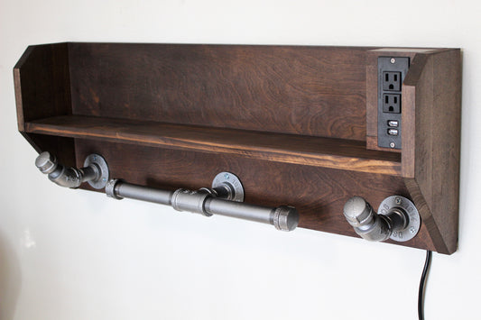 Large Duty and Tactical Gear Rack Double Belt Hanger with USB/120v Power Strip