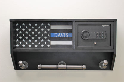 Police Duty Gear Rack - Vest Holder - Thin Blue Line Warrior Rack - Wall Mounted Organizer