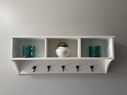 Rustic Farmhouse Entryway Coat Rack Wall Shelf