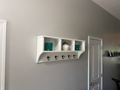 Rustic Farmhouse Entryway Coat Rack Wall Shelf