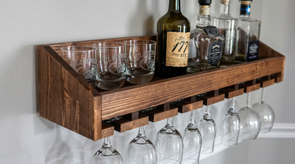 Wall Mounted Wine Rack Shelf - Stemware holder - Digital PDF Build Plans
