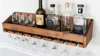 Wall Mounted Wine Rack Shelf - Stemware holder - Digital PDF Build Plans