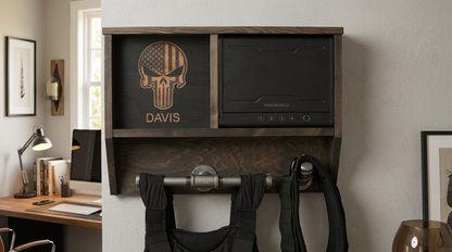 Police Duty Gear Rack w/ Biometric Fingerprint Safe