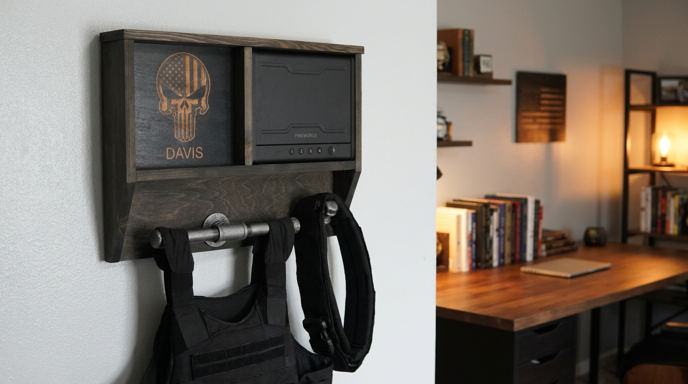Police Duty Gear Rack w/ Biometric Fingerprint Safe
