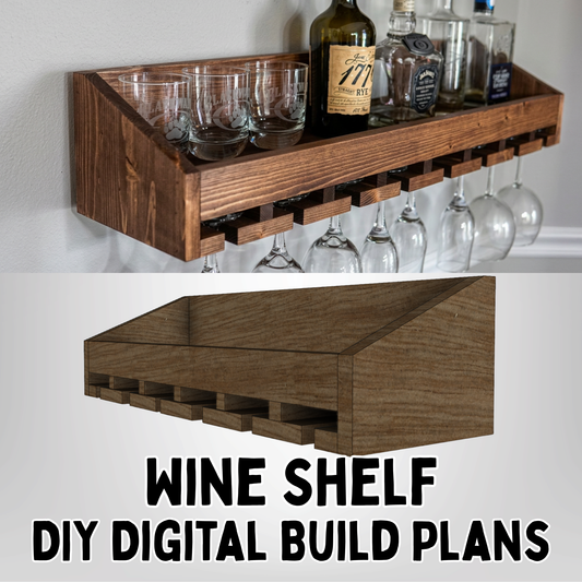 Wall Mounted Wine Rack Shelf - Stemware holder - Digital PDF Build Plans