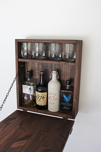 Mini Barn Door Wooden Murphy Bar Liquor Cabinet