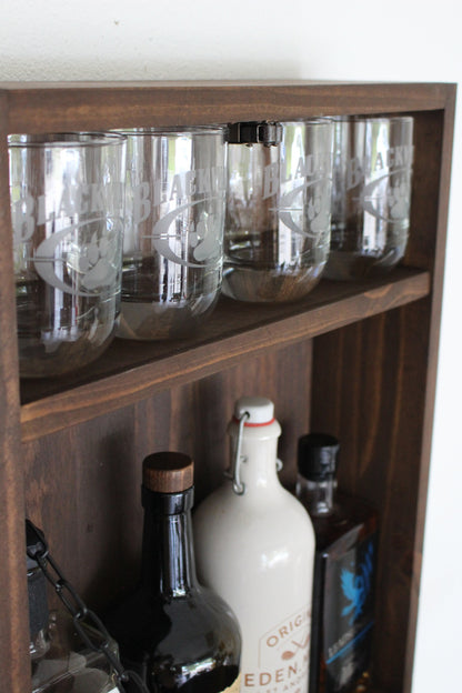 Mini Barn Door Wooden Murphy Bar Liquor Cabinet