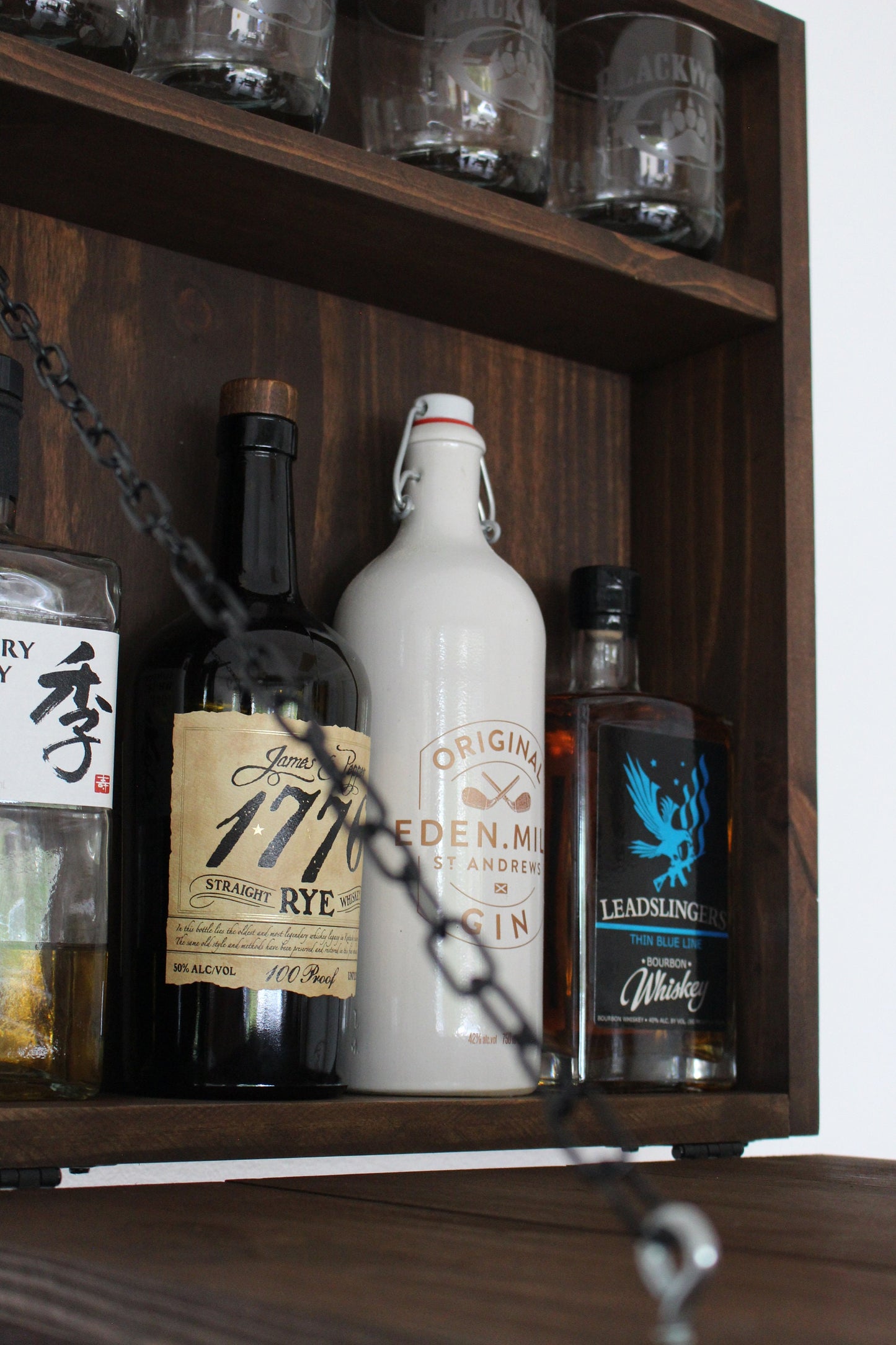 Mini Barn Door Wooden Murphy Bar Liquor Cabinet