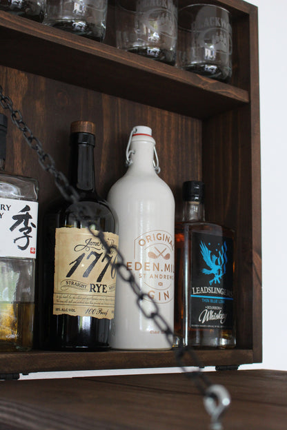 Mini Barn Door Wooden Murphy Bar Liquor Cabinet