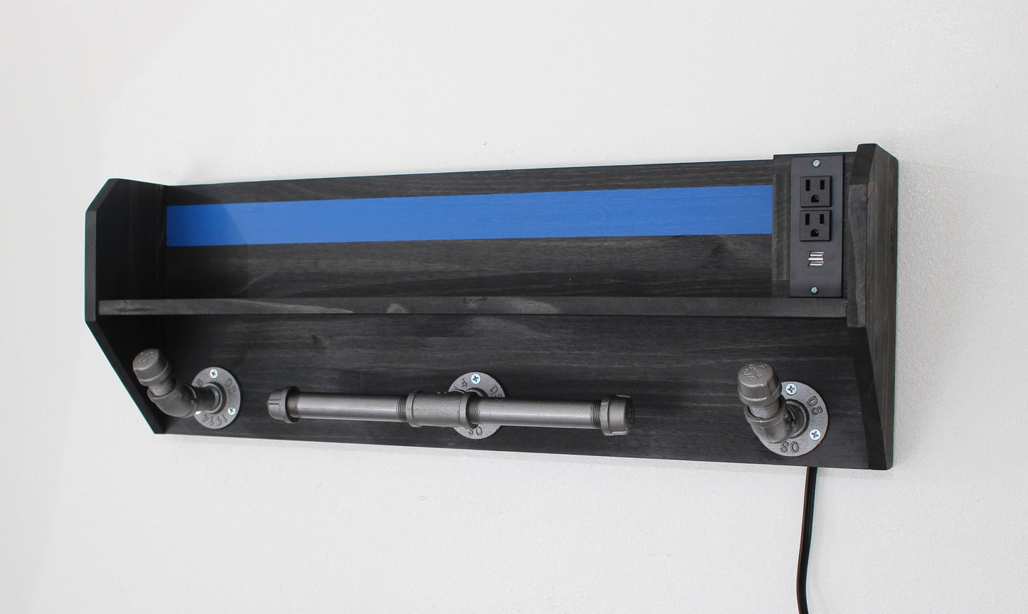 Blue Line Gear Rack Large Duty and Tactical Gear Rack Thin Blue Line Double Belt Hanger wi ...
