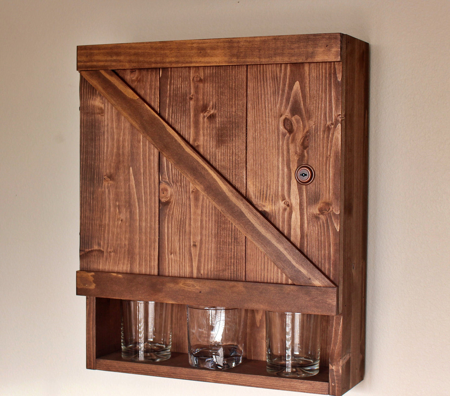 Barn Door Wooden Bar Liquor Cabinet with Lock – Minutemen Wood Design