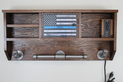 Wall Mounted Police Duty Gear Rack Double Belt Holder Variant